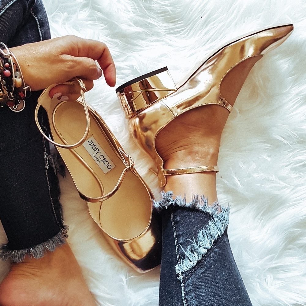 Jimmy Choo Wilbur Rose Gold Mary J0ane Heel